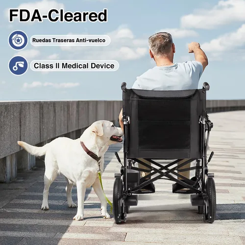 Vista 6 de SLF30 Sillas de ruedas eléctricas para adultos, silla de ruedas motorizada plegable y duradera con asiento de 19 pulgadas y soporta hasta 300 libras