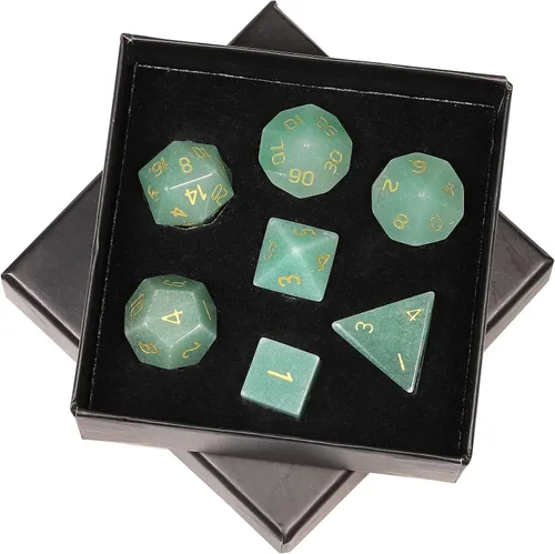Vista 12 de SUNYIK Juego de 7 dados poliédricos DND de piedra de cristal pulido para juegos de mesa RPG MTG, dados de juego DND, mazmorras y dragones