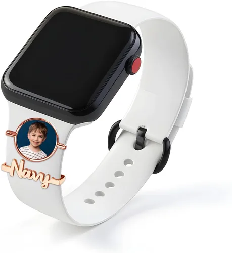 Vista 12 de ubmpj Dijes de banda de reloj personalizados para reloj inteligente, cerraduras de banda mágica personalizadas con nombre y foto para mujeres