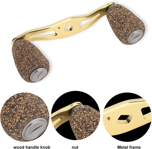 Vista 6 de RiToEasysports Mango de carrete de pesca, mango de carrete de pesca, perilla de madera, marco de fibra de carbono con accesorios, piezas de repuesto