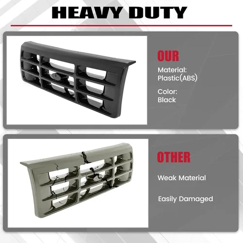 Vista 5 de HECASA Parrilla delantera compatible con Ford Bronco F-150 F-250 HD F-350 1992-1997 Reemplazo para FO1200172 F6TZ8200AAA 104-01450A Ensamblaje