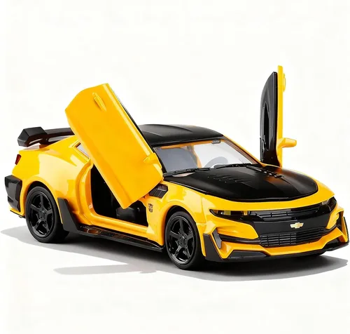 Vista 8 de BDTCTK 1/24 Camaro Bumblebee Modelo de Coche de Juguete, Aleación de Zinc Fundido a Presión, Coche de Juguete con Sonido y Luz para Niños, Niños