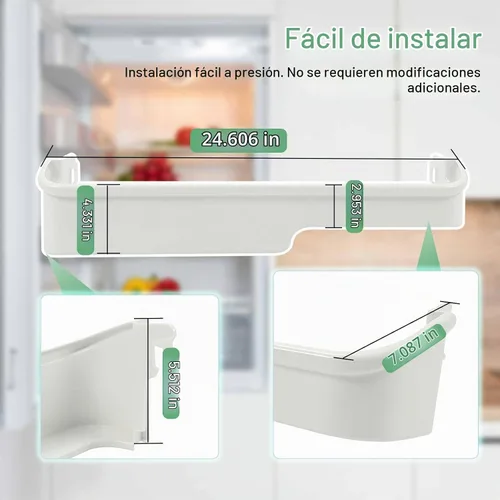Vista 4 de HECASA - Estante para puerta de refrigerador que reemplaza al frigidaire, plástico ABS blanco