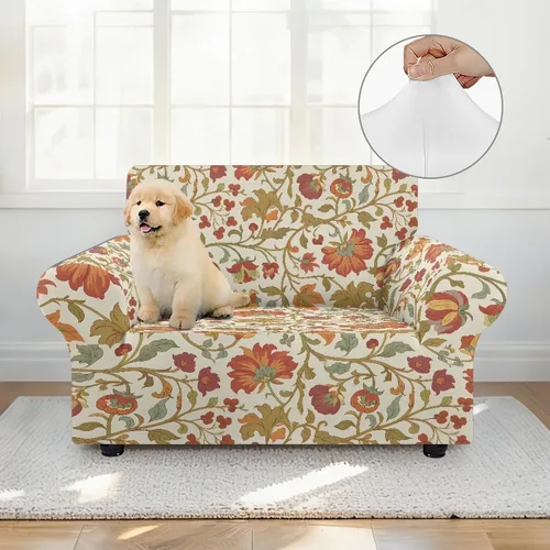 Vista 3 de Horeset Fundas elásticas para sofá con diseño de flores otoñales, lavables para sofá de 2 cojines, funda protectora para mascotas y perros
