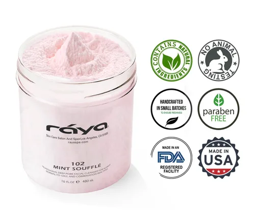 Vista 4 de Raya Mint Soufflé Limpiador Facial 16 oz (102) Lavado facial equilibrado con pH para pieles grasas y mixtas Ayuda a eliminar los poros