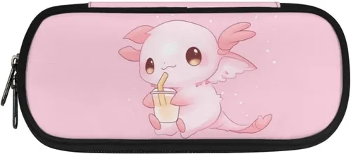 Vista 10 de DISNIMO Estuche organizador de lápices de caballo negro de gran capacidad para niñas, adultos, mujeres, axolotl con cremallera, estuche estético