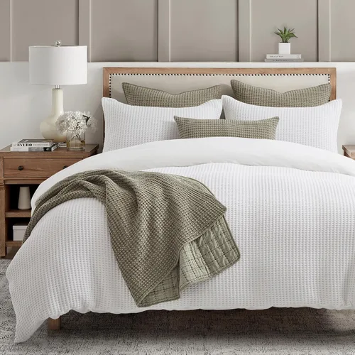 Vista 2 de Levtex Home - Mills Waffle Taupe - Almohada decorativa (12 x 24 pulgadas) - Waffle - Taupe