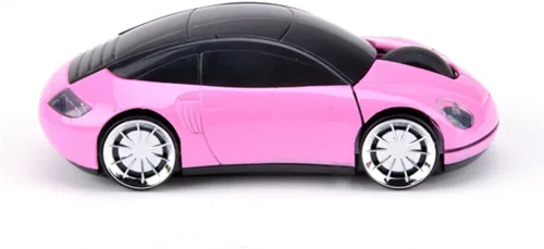 Vista 3 de 2.4GHz 3D Car Shape Ratón óptico inalámbrico USB Gaming Mouse con receptor para PC portátil (rosa)