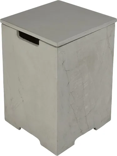 Vista 2 de AMS Chimenea Elementi Cubierta cuadrada de tanque de propano estilo Nápoles de 20 libras Base de hormigón GFRC Dimensiones: 17.3 x 17.3 x 25.6