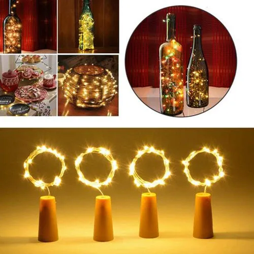 Vista 3 de VOOKRY - Luces para botellas de vino con corcho, 16 unidades, 20 luces LED de hadas, luces de corcho de alambre de cobre mini, funciona