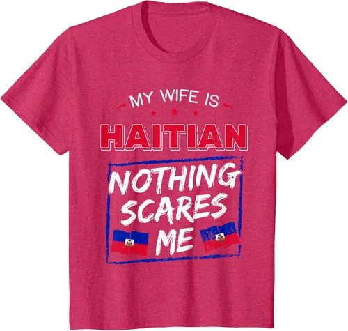 Vista 48 de My Wife Is Haitian Republic of Haiti Heritage Roots - Camiseta con bandera, Negro, S