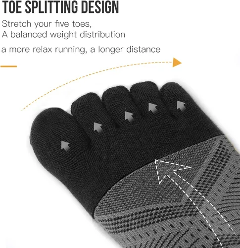 Vista 6 de Calcetines Cool-max para correr para hombres y mujeres, 3 pares de calcetines atléticos transpirables de cinco dedos