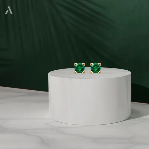 Vista 3 de Amberta Allure - Aretes de tuerca de oro amarillo de 9 quilates para mujer