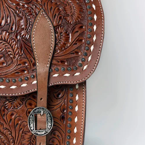 Vista 3 de HILASON Western Horse - Bolsa de sillín de cuero resistente y tradicional Bolsa de sillín Bolsa de sillín de caballo Bolsa de sillín