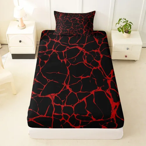 Vista 17 de Erosebridal Sábana bajera ajustable de mármol metálico dorado, tamaño individual, sábanas de cama con purpurina dorada negra, diseño de textura