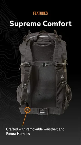 Vista 5 de Mystery Ranch Mochila de 2 días - Mochila táctica Molle Senderismo, 27L, Negro
