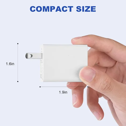 Vista 4 de Paquete de 2 cargadores de pared USB-C de 20 W, carga rápida USB-C y USB-A de doble puerto