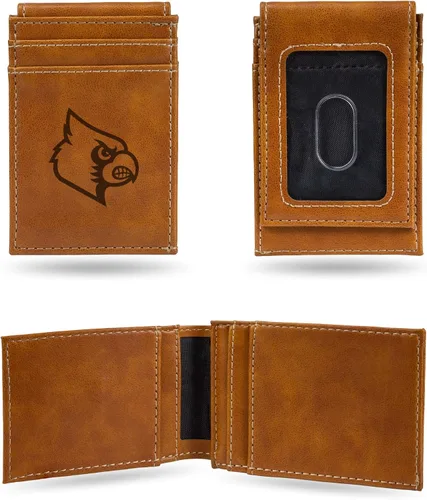 Vista 136 de Cartera de bolsillo frontal grabada con láser NCAA - Compacta/Cómoda/Delgada
