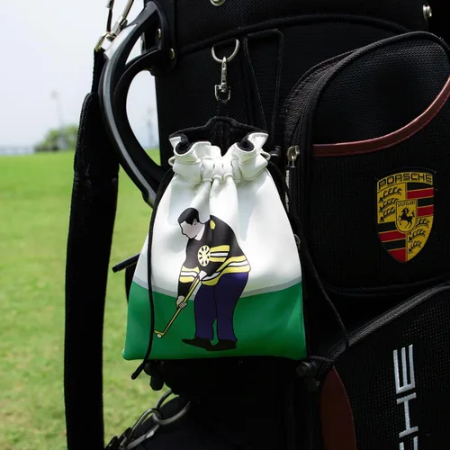 Vista 4 de montela golf Bolsa para objetos de valor, Bolsa para bolsa de golf con cordones Bolsa para tees de golf de cuero Bolsas para tees de golf