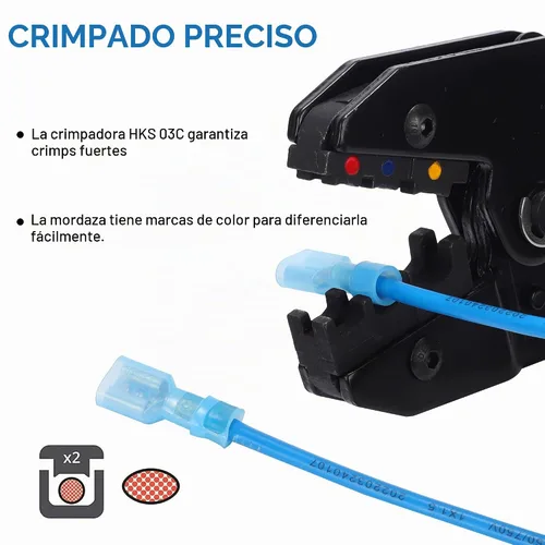 Vista 5 de HKS 150 Piezas Conectores de Desconexión Rápida de Espada Hembra de Nylon - Azul 16-14 AWG Kit de Conectores de Cable Eléctrico - Cobre Estañado