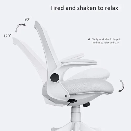 Vista 5 de Silla de oficina ergonómica de malla giratoria con respaldo medio para computadora con brazos abatibles (blanco)