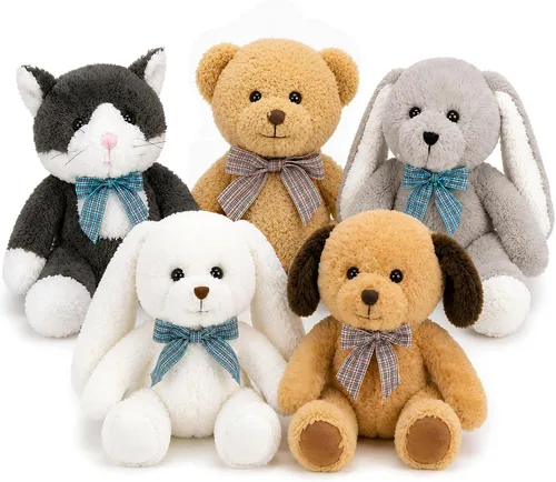 Vista 9 de MaoGoLan - 10 unidades de osos de peluche navideños, osos de peluche de 14'' con trajes clásicos de Santa - Camisa y sombrero removibles, se ajustan