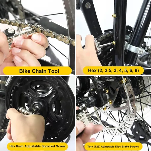 Vista 8 de Multiherramienta para Bicicletas de Carretera y Montaña - Herramienta de Cadena, Rompecadena, Multiherramienta para Bicicleta, Kit de Reparación