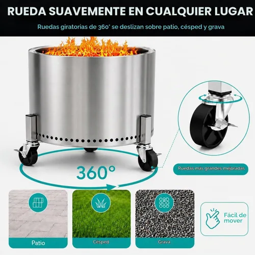Vista 4 de Hisencn Soporte rodante para hogueras de 15-27 pulgadas para estufa