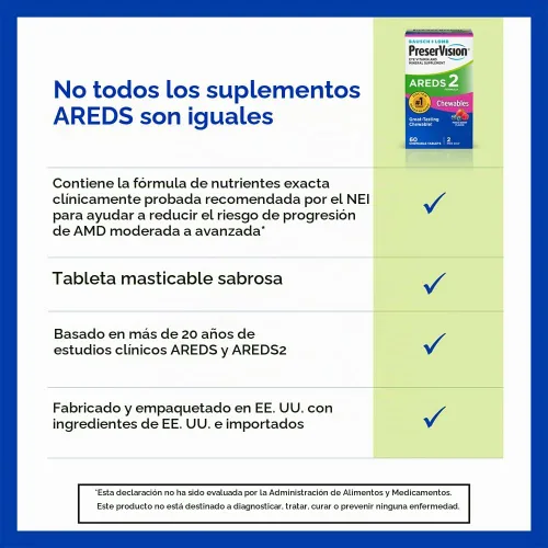 Vista 4 de PreserVision AREDS 2 Vitaminas para los Ojos, Marca #1 Recomendada por Oftalmólogos, Suplemento Masticable de Luteína y Zeaxantina con Vitamina C