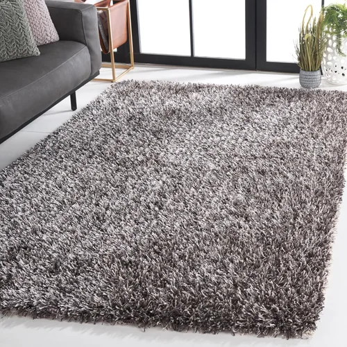 Vista 22 de Safavieh, tapete Shag New Orleans colección SG531-1313 hecha a mano, color beige y arena, 3 pies por 5 pies, Polipropileno, Gris / Gris