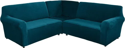 Vista 14 de YOPOIY Fundas de terciopelo para sofá esquinero, 3 piezas, en forma de L, alta elasticidad, suave y lavable a máquina, protector de muebles