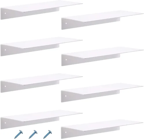 Vista 11 de Blulu 8 estantes flotantes de acrílico, estante invisible montado en la pared para libros, plantas, imágenes, maquillaje, discos, exhibición en sala