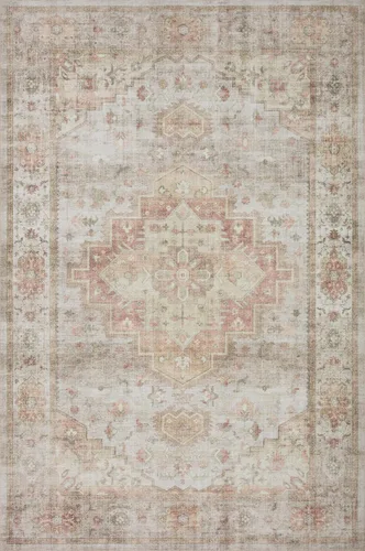 Vista 8 de Loloi Heidi Collection HEI-03 - Alfombra decorativa de mezclilla y rubor de 2 pies 3 pulgadas x 3 pies 9 pulgadas