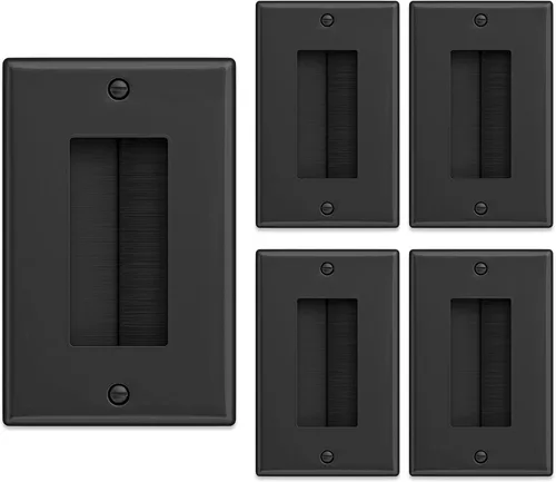 Vista 12 de Iwillink Placa de pared de cepillo (paquete de 2), inserto de paso de cable para cables, correa de acceso de cable de una sola banda, enchufe