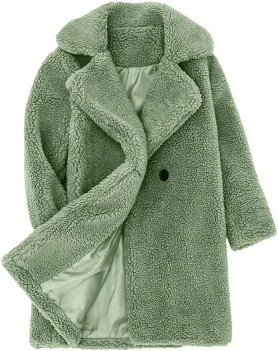 Vista 2 de ZHICHUANG Chaqueta fresca de invierno para niños y niñas con botones de forro polar caqui abrigo cálido con bolsillos de 1 a 6 años Caqui