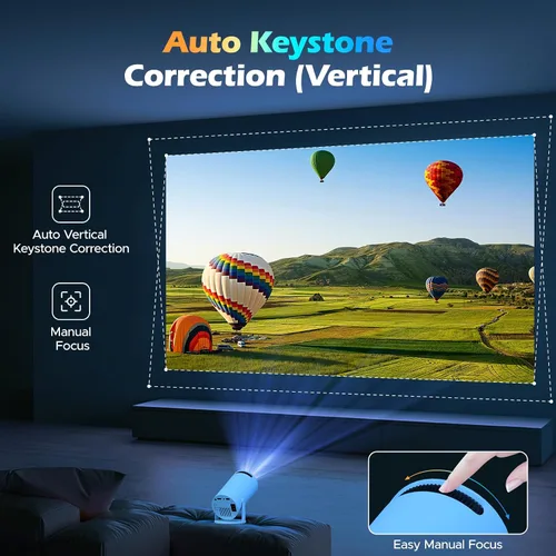 Vista 5 de Mini proyector con WiFi 6 y Bluetooth, compatible con 4K