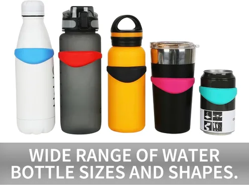 Vista 3 de Correa de silicona magnética para botella de agua, correa para vaso de agua, versátil anillo deportivo para botella – Correa portadora de botella