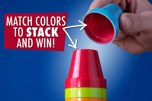 Vista 3 de Copa Slam, Speed and Color Matching Cups Kids and Family Game by blue orange Games para 2 a 4 jugadores. Recomendado para niños de 6 años en adelante