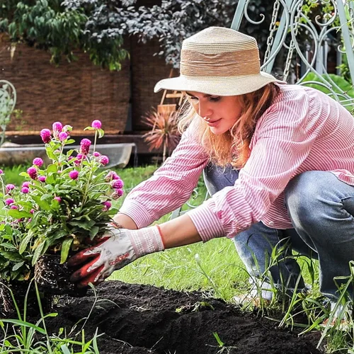 Vista 4 de COOLJOB - Guantes de jardinería para mujer, transpirables y con recubrimiento de goma, para exteriores, guantes de trabajo con agarre - Talla S, 2