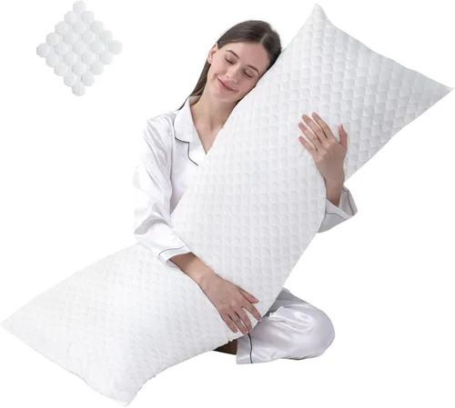 Vista 34 de DOWNCOOL Relleno de almohada de cuerpo completo de lujo con funda de fibra, almohada corporal ultrasuave para dormir, inserto de almohada de cama