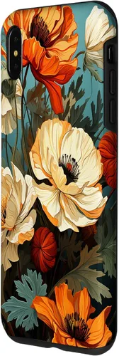 Vista 2 de Funda de flores mexicanas para iPhone XS Max Marigold Flower and Teal Aqua Blue Cyan