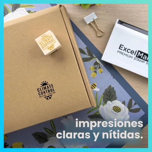 Vista 4 de ExcelMark Sello de logotipo personalizado, sello de goma de madera personalizado, carga tu propia imagen (1 x 1 pulgadas)