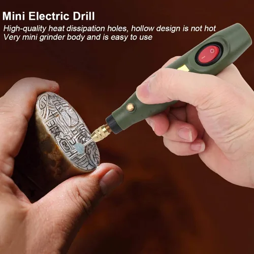 Vista 2 de Mini taladro eléctrico, 18000 rpm amoladora grabador rotativo tallador kit de herramientas tallador de madera de ágata enchufe EE.UU. AC 100-240V