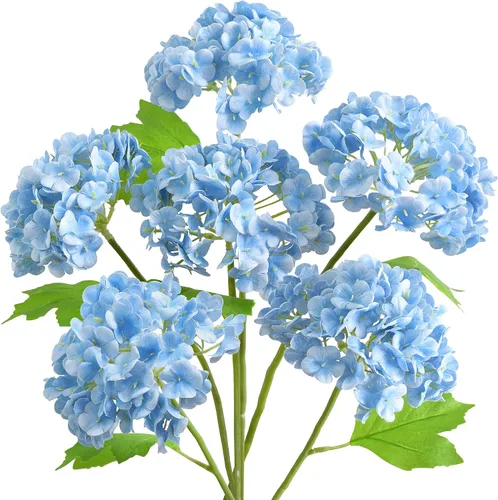 Vista 14 de FiveSeasonStuff 6 Real Touch Hydrangea Artificial Flowers, Blush Pink