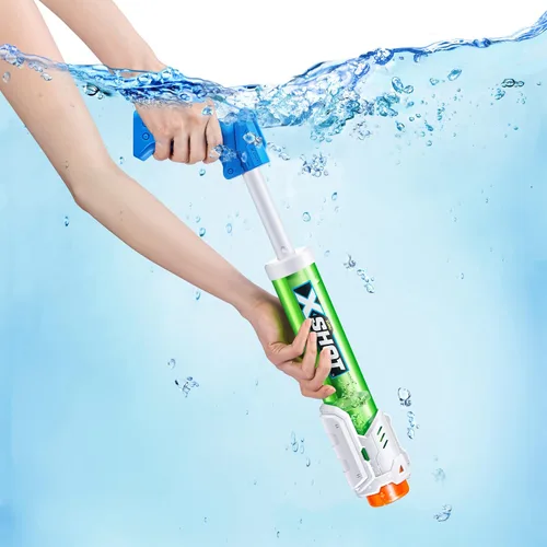 Vista 2 de XSHOT Water Warfare - Remojador de tubo pequeño (paquete de 4) por ZURU Super Soaking Pump Action, paquete de fiesta en la piscina, llena hasta 12.8