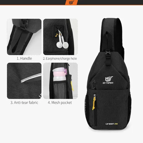 Vista 4 de SKYSPER Mochila cruzada - Mochila cruzada en el pecho, bolsa cruzada para viajes, senderismo, casual, mochila para mujeres y hombres