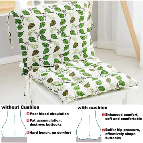Vista 4 de Cojín para silla de respaldo alto, cojines y cojines de silla de alta calidad, cojín de respaldo y asiento con lazos para patio, jardín, oficina