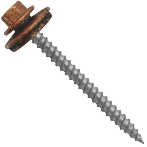Vista 31 de 12 tornillos para techos de metal gris ABC de 2-1/2 pulgadas, cabezal de arandela hexagonal, arranque automático/roscado, arandela EPDM. 1 bolsa