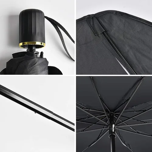 Vista 6 de helloleiboo Parasol para parabrisas de automóvil, protector de visera solar contra rayos UV y calor, reflector plegable, sombrilla para parabrisas