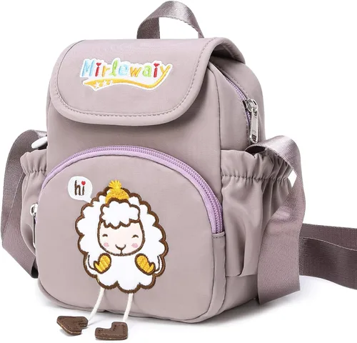 Vista 3 de MIRLEWAIY Lindo bolso cruzado de ovejas de dibujos animados para niñas bolso de mano con bordado de lámpara bolso de hombro para niños pequeños